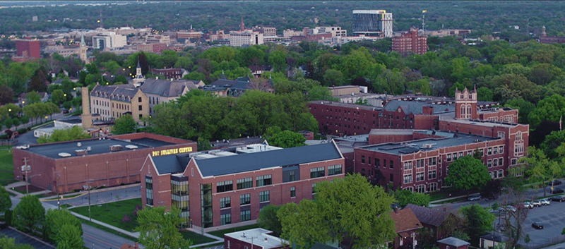 Aerial view of USF's main campus in Joliet, Ill.